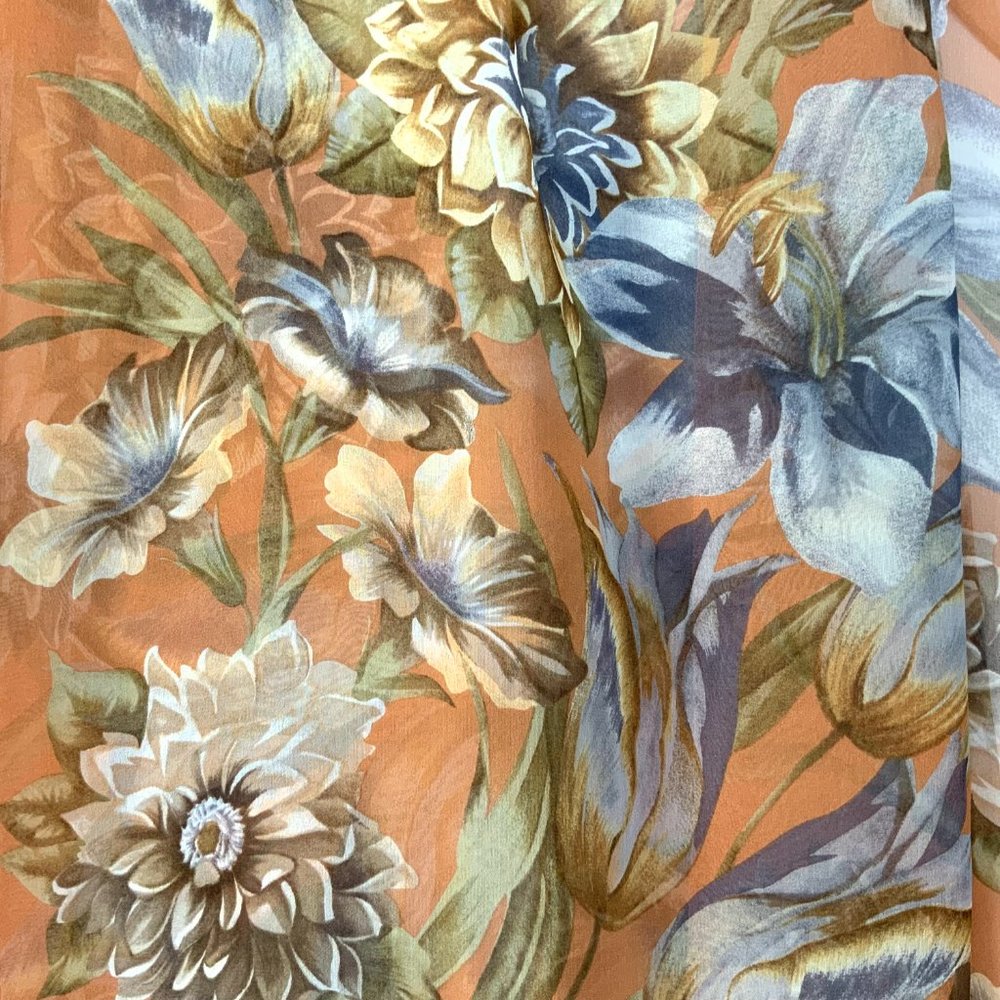 ECHO Silk Chiffon Floral Oblong Scarf Fall Colors - Picture 15 of 16